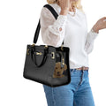 NewEle Fashion Dog Purse Carrier for Small Dogs with Shoulder Strap, Hold Up to 7lbs Quality PU Leather Pet Carrier, Cat Carrier, Airline Approved Puppy Purse Carrier for Travel (Black, Small Size)