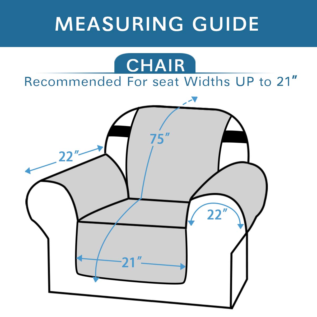 H.VERSAILTEX Reversible Chair Cover Furniture Protector Anti-Slip Couch Cover Water Resistant 2" Elastic Straps Chair Slipcover Pets Kids Fit Sitting Width Up to 21" (Chair:75" x 65", Khaki/Beige)