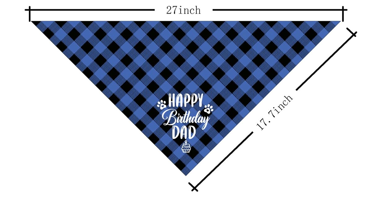 K31 Happy Birthday Dad Dog Bandana - Classical Black Printing, Pet Scarf Accessory Gift for Dad's Birthday Party