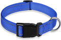Reflective Dog Collar with Buckle Adjustable Safety Nylon Collars for Small Medium Large Dogs, Navy Blue XS
