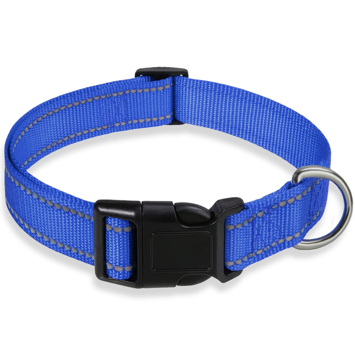 Reflective Dog Collar with Buckle Adjustable Safety Nylon Collars for Small Medium Large Dogs, Light Pink L