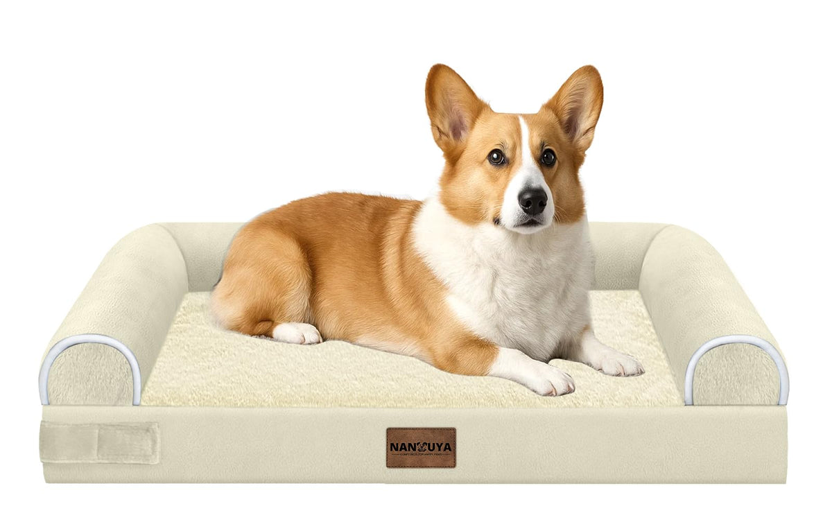 NANUYA Orthopedic Dog Bed for Jumbo Dogs, 48 x 33 Inch, Light Grey