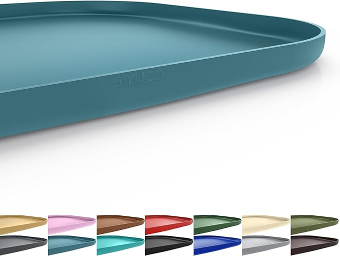SMILOOL Silicone Pet Feeding Mat with Raised Edge for Food and Water, Dog Bowl Mats, Cat Bowls Placemat with High Lip for Floor Waterproof, Rubber Tray for Cats and Dogs 24 x 16 x 0.8 Dark Grey