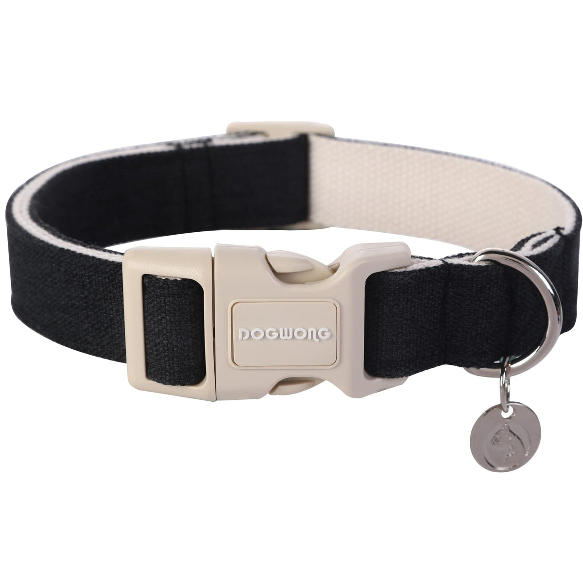 DOGWONG Cotton Hemp Dog Collar, Heavy-Duty Khaki Dog Collar Adjustable Soft Natural Fabric Pet Cute Wedding Puppy Necklace for Small Dogs"