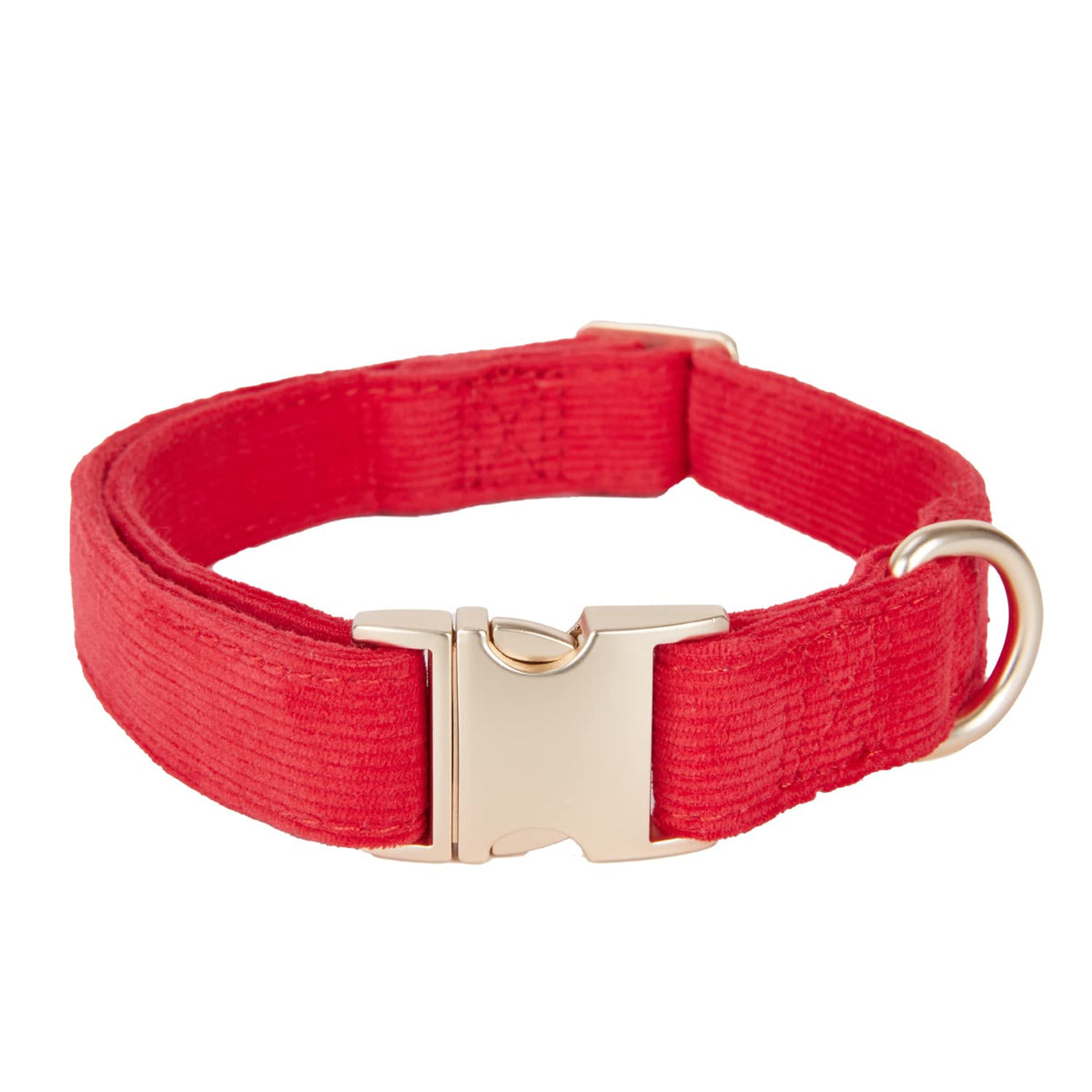 YUDOTE Soft Cotton Dog Collar with Metal Buckle Adjustable Heavy Duty Comfy Corduroy Collars for Small Medium Large Dogs,Light Pink,Large