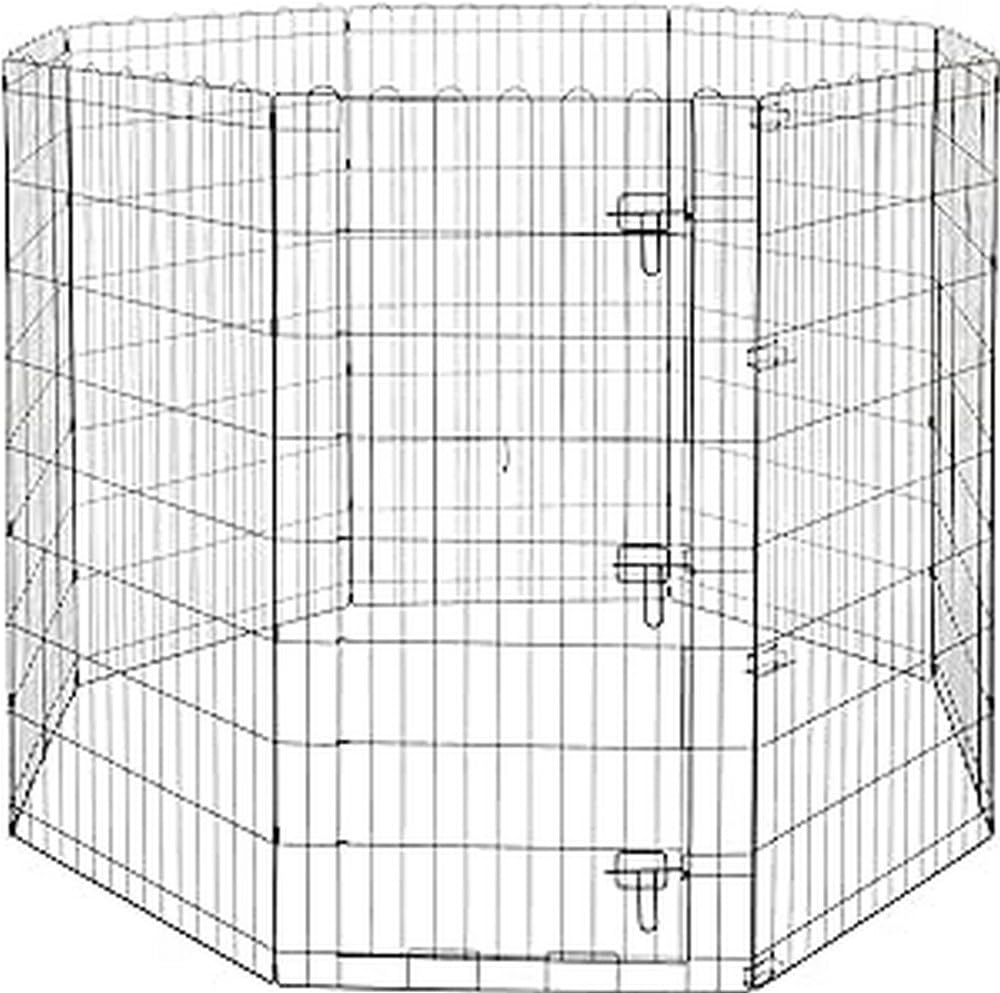 Foldable Octagonal Metal Exercise Dog Playpen, Indoor/Outdoor, No Door, 8 Panels, 24 x 48 Inches, Rust-Resistant, X-Large, Black