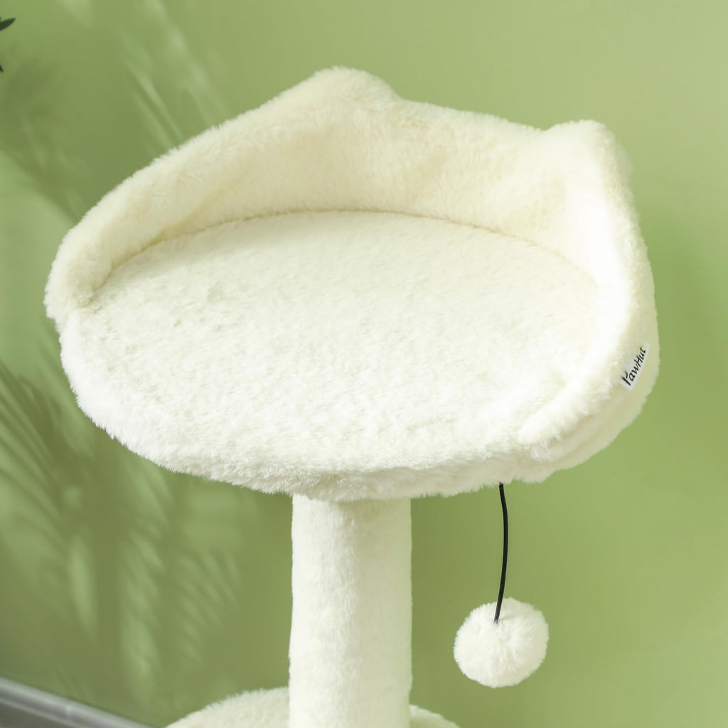 PawHut 31" Cat Tree for Indoor Cats w/Sisal Scratching Posts Cream White