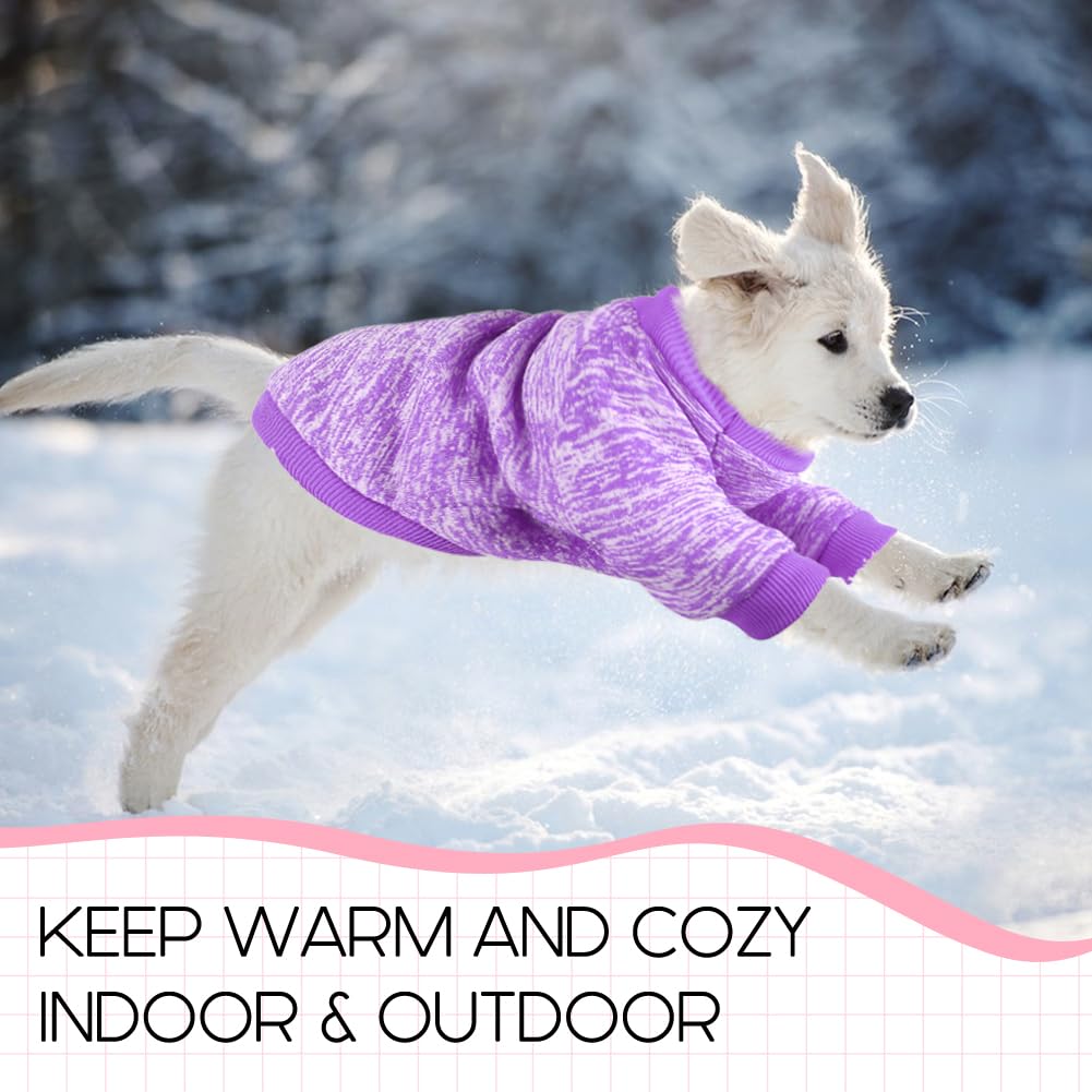 2 Pack Dog Sweaters for Small Dogs Girl Boy Winter Fleece Clothes Warm Soft Dog Sweatshirt Outfit for Dogs Cats Pet Apparel (Pink+Purple, XS (Back: 9.8",Chest: 13.7", 3.5-5.5lbs))