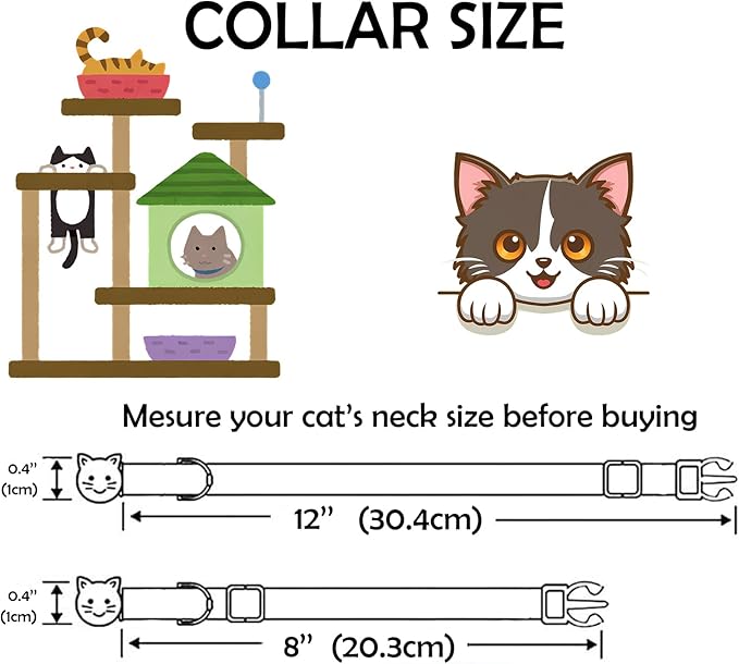 Elegant little tail St Patrick's 2 Pack Cat Collar- Trefoil Print Cotton Breakaway Cat Collars with Bell Pendant Kitten for Boy Girl Safety Adjustable Collar for Small Cats Puppy