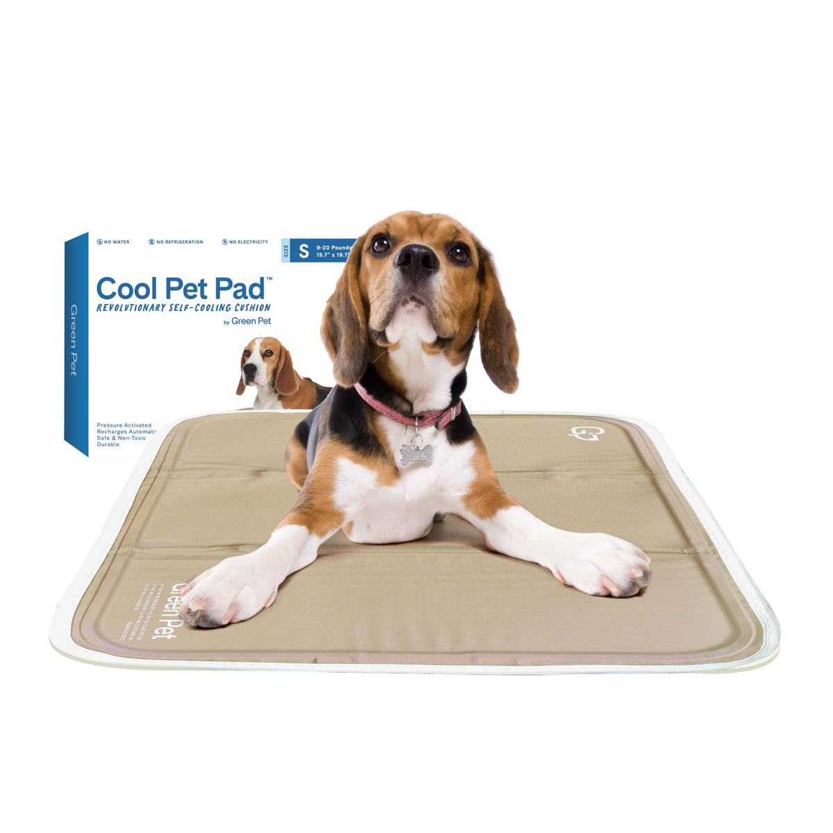 The Green Pet Shop Cool Pet Pad - Medium, Blue - Self-Cooling, Pressure Activated Mat for Dogs & Cats from 21-45 lbs - Non-Toxic Gel, No Water Needed