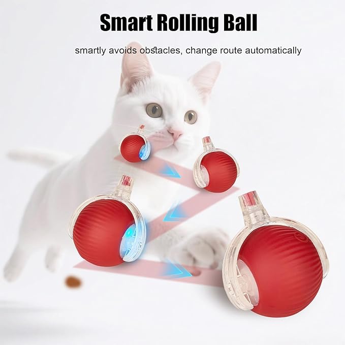 molxiobul Interactive Dog Cat Toy Ball, Upgraded Rechargable Smart Automatic Rolling Pet Ball with Tail, Fast Moving Toy for Bored Indoor Kitty Puppy
