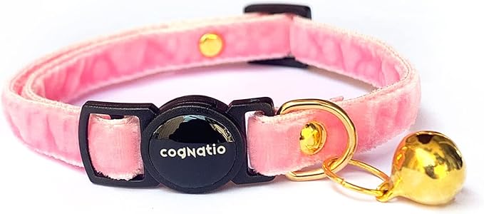 Cognatio Safety Quick Release Cat Collars,Double Velvet with Bell Available in a Range Colors,Perfect for Your Kitty, Adjustable 20-30 cm