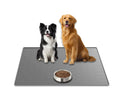31.8"x23.8" Extra Large Pet Food Mat, Silicone Dog Mats for Food and Water, XL Nonslip Pet Feeding Mats for Floors,Dog Cat Bowl Mat with Raised Edges, Light Gray