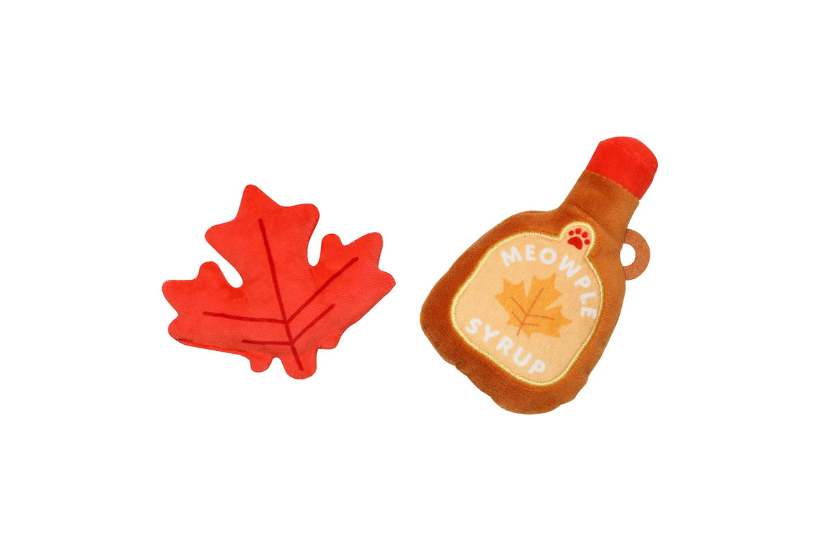 Pearhead Fall Maple Leaf and Syrup Cat Toys, Set of 2