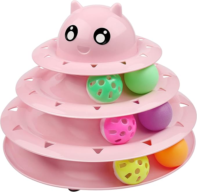 UPSKY Cat Toy Roller 3-Level Turntable Cat Toys with Six Colorful Balls
