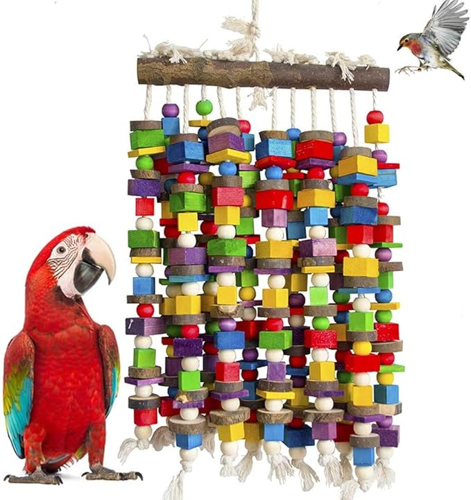 Extra Large Bird Parrot Chewing Toy-Natural Wooden Bird Block Tearing Toys