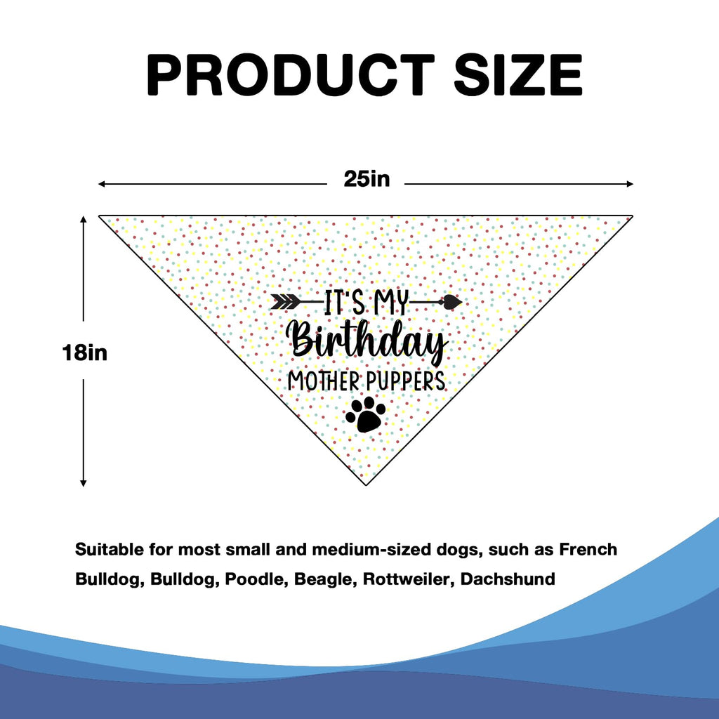 It's My Birthday Mother Puppers White Dog Bandana Birthday Gifts for Dogs Photo Prop Party Supplies Puppy Dog Pet Bandanas Pet Scarf Accessories for Dog Mom