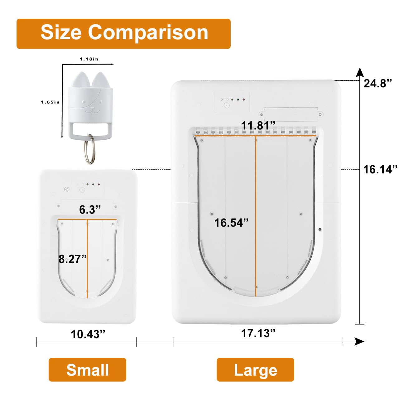 AJKJ Smart Electronic Pet Door, Automatic Cat Dog Door with 3 Modes, Battery Powered Electronic Sensor Pet Door with 1 Sensing Key, Fit for Small/Medium Pets Up to 35lbs - Small Size