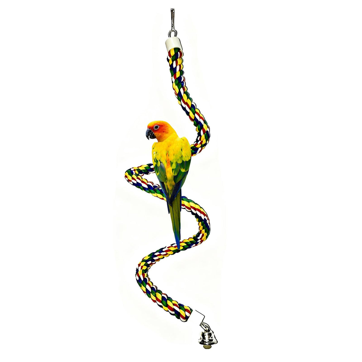24 Inch Bird Perch Rope with 360° Free Rotating Stand, 0.8 Inch Diameter Natural Cotton Rope Perch for Parakeets, Cockatiels, Parrots, Conures - Safe, Durable Bird Cage Accessory for Chewing & Resting