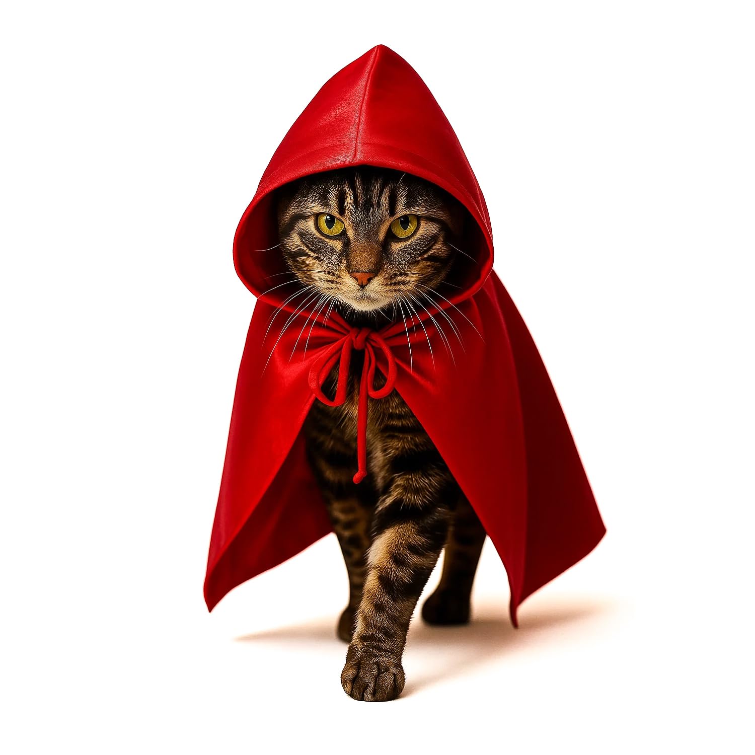Red Cat Cloak with Hood for Indoor Cats, Funny Superhero Cosplay Halloween Costume for Pets, Cute Cape for Party Photos and Dress-Up – Big/Middle Size