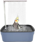 Parrot Bathtub, Automatic Circulating Water Bird Shower Pet Bird Bath for Cockatiel, Power Plug for Small Medium Birds Parakeets Cockatiel African Grey Lovebird (Dark Blue)