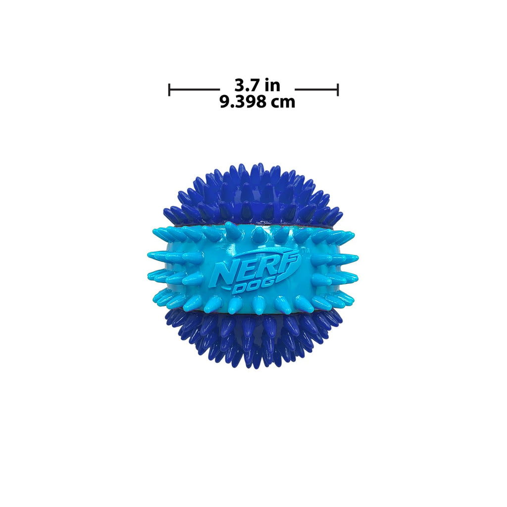 Nerf Dog 3.7in TPR 3-Part Spike Squeak Ball Dog Toy - Dark Blue/Light Blue