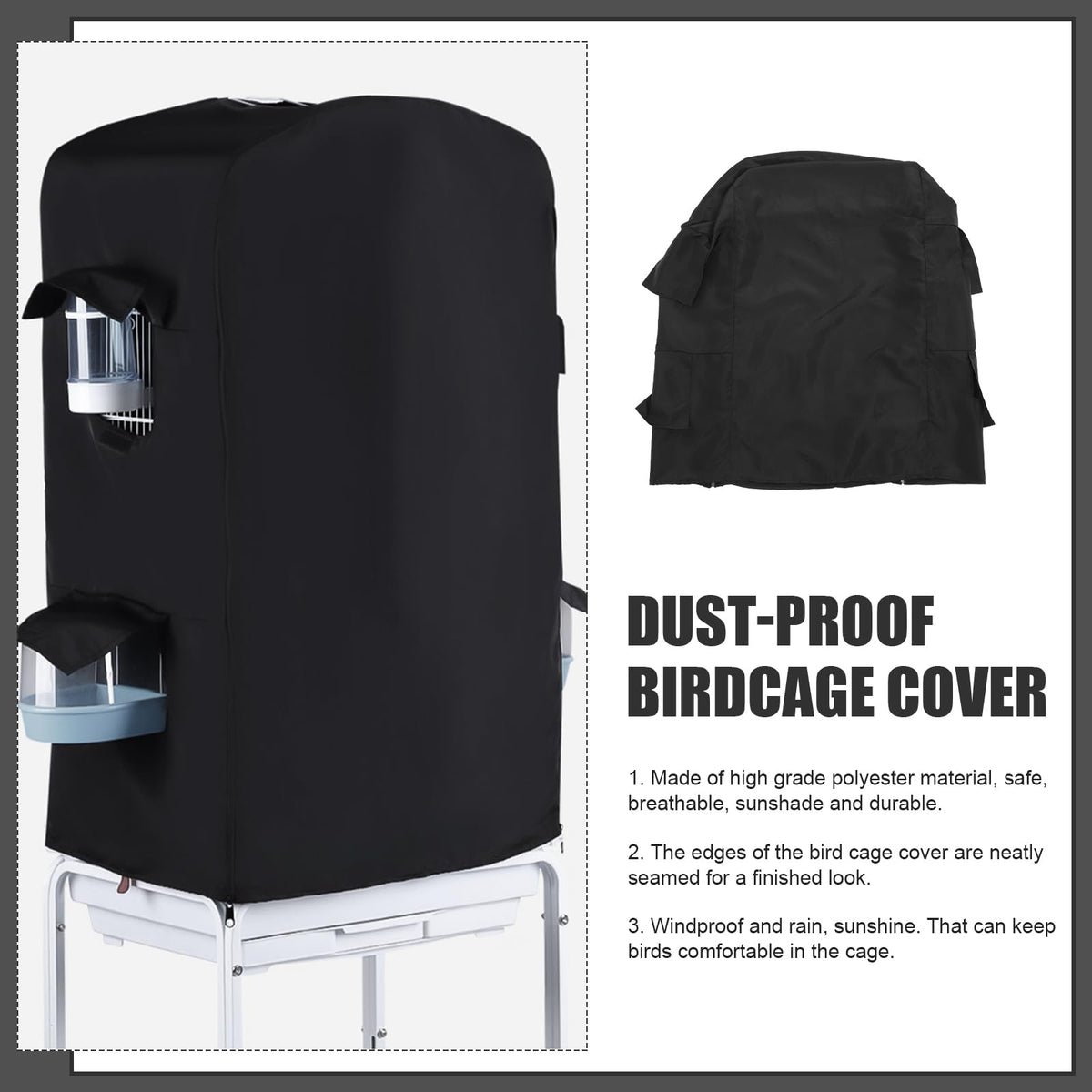 POPETPOP Bird Cage Covers for Night - Breathable, Washable Parrot & Parakeet Cage Protector
