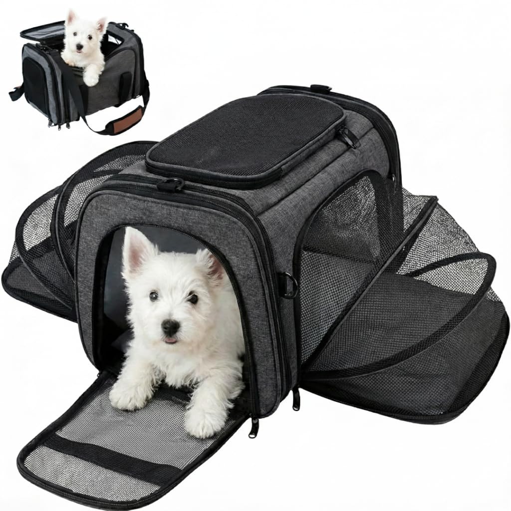 Soft Sided Pet Carrier for Small Dogs & Cats (Up to 9 lbs) – Airline Approved Underseat Travel Bag with Breathable Mesh, Luggage Strap & Washable Mat – Compact & Lightweight, Grey