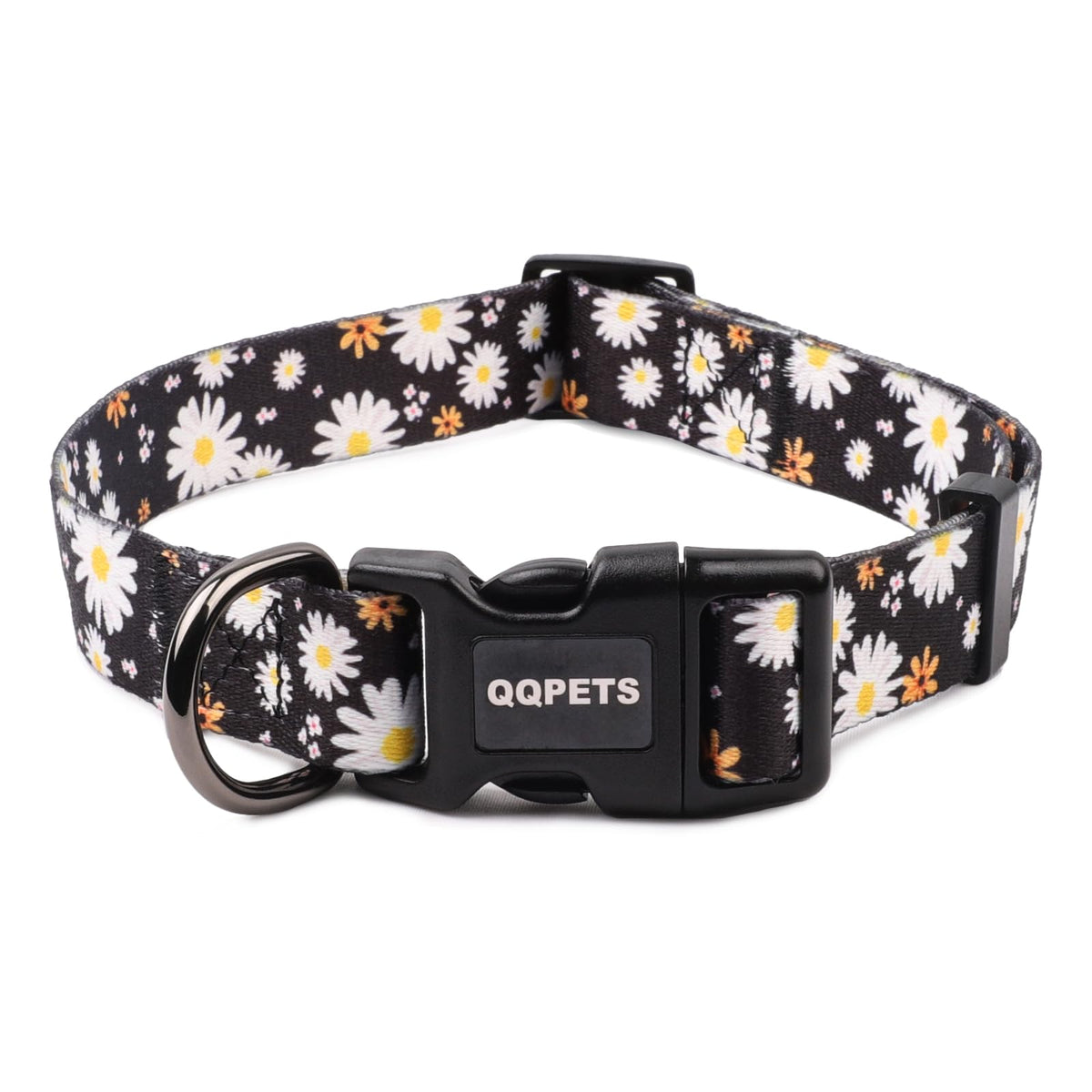 QQPETS Adjustable Soft Dog Collar: Print Flower Pink Multicolor Cute Patterns for XS Small Medium Large Pet Girl Boy Puppy Walking Running Training