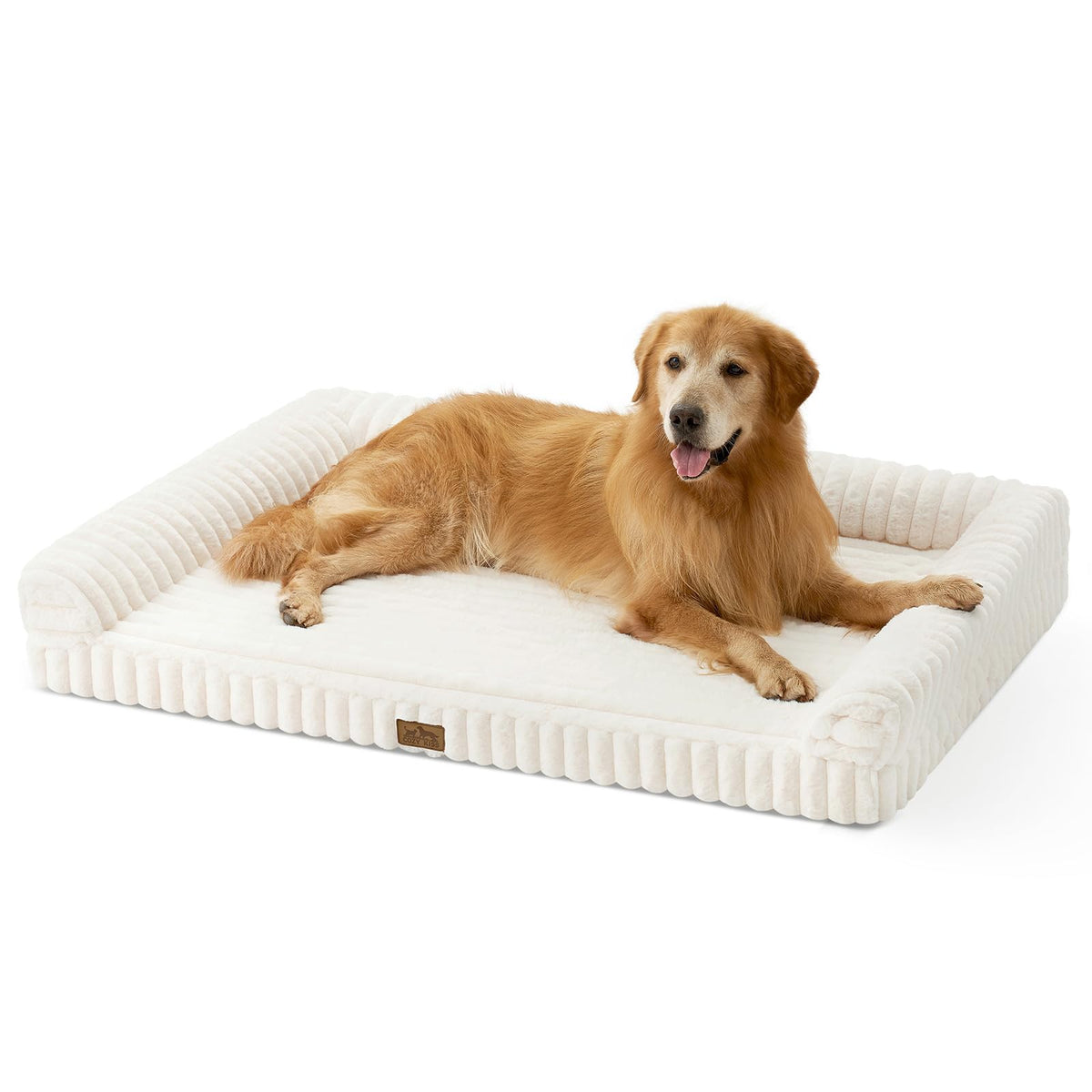 COZY KISS Faux Rabbit Fur Dog Bed, Extra Large, Tie-Dye Brown