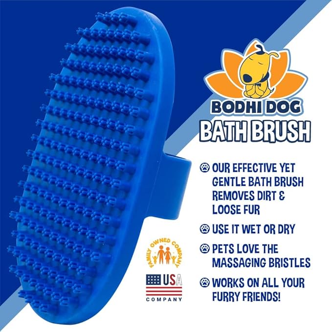 Bodhi Dog Shampoo Brush & Oatmeal Shampoo and Conditioner Bundle - Soothes and Moisturizes Dry, Itchy Skin - Bath Bundle for Shower, Showerhead, Sprayer & Bathing