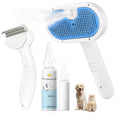 LetsFeed Pet Steam Brush for Dogs & Cats, 3-in-1 Shedding Grooming Tool
