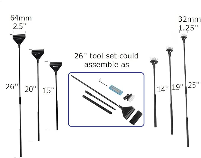 QANVEE Aquarium Algae Scraper Cleaner Brush with 10 Stainless Steel Blades for Fish Reef Plant Glass Tank 26 Inch