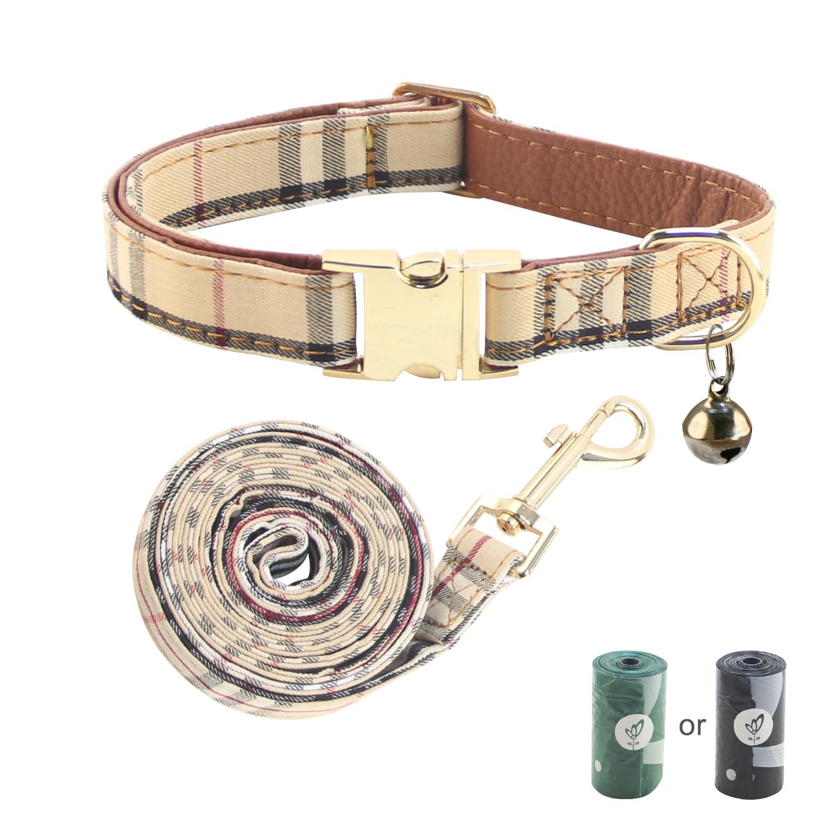 Yizepet Dog Collar and Leash - Adjustable pet Collar for Dogs with Metal Buckle Collar, Stylish Pattern for Small Medium or Large Boy and Girl Dog and Cat