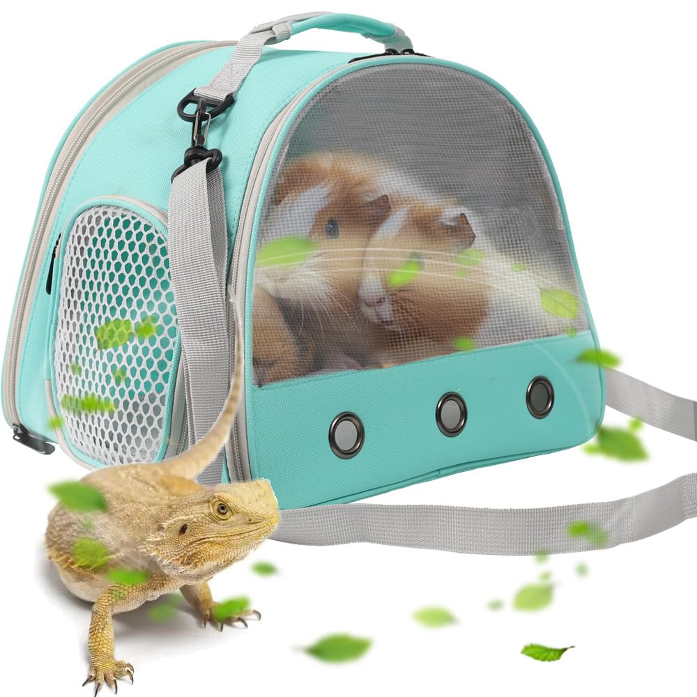 Guinea Pig Carrier,Guinea Pig Carrier for 2,Ventilation Carrier for Bearded Dragon,Reptile Travel Carrier for Lizards Sugar Glider Hedgehog Rat Parrot Birds,Airline Approved Green