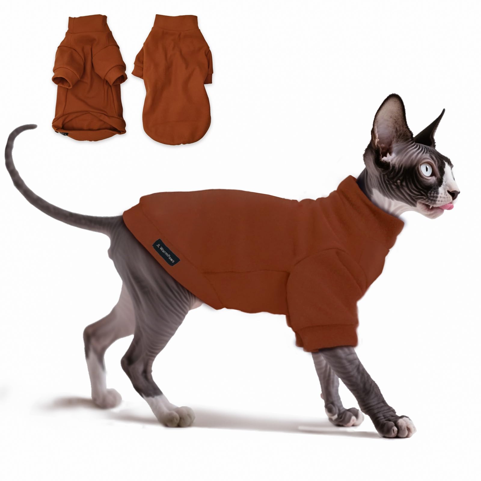 JL WarmPaws Sphynx Cat Clothes Fleece Cats&Small Dogs Pullover Sweater