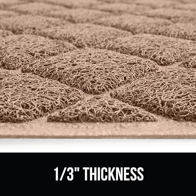 GORILLA GRIP Cat Litter Box Mat, 40x28, Water Resistant, US Designed Kitty Litter Trapping Mats, Easy to Clean, Scatter Control, Less Mess and Clean Floors, Kitten Supplies for Indoor Cats, Beige