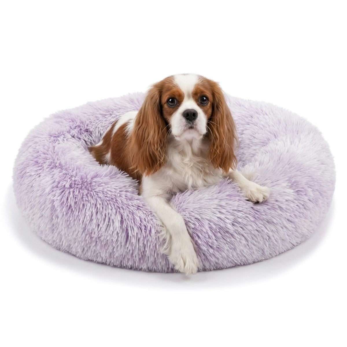 nononfish Round Calming Dog Bed,Plush Donut Pet Bed for Small Dogs