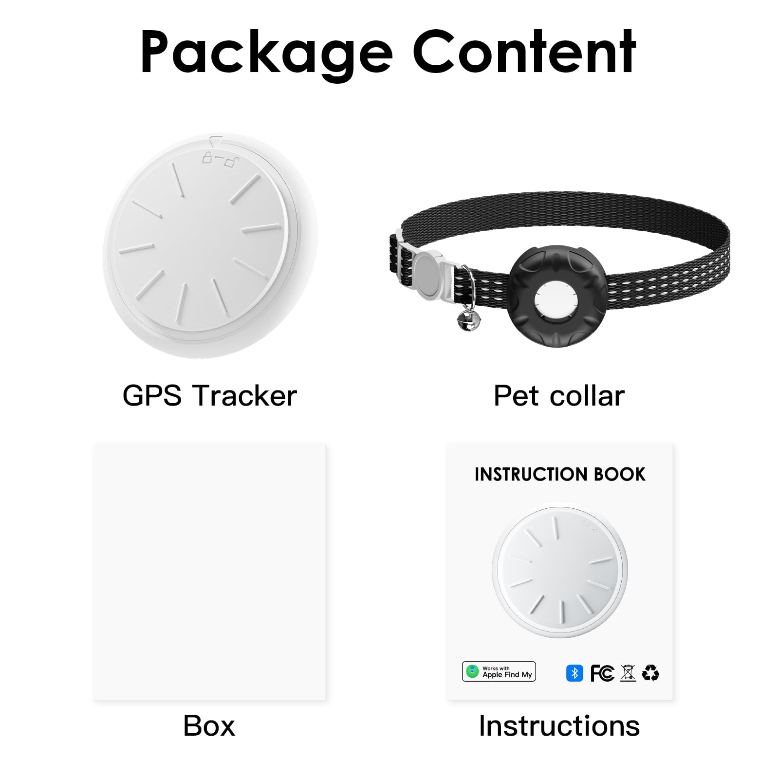 GPS Tracker for Cats-No Monthly Fee, Waterproof Cat Tracker,Real-Time Cat Collar for Pets,Kids,Luggage & Assets | 367-Day Battery Life|GPS Tracker Compatible with Apple Find My App (Only iOS) (Black)