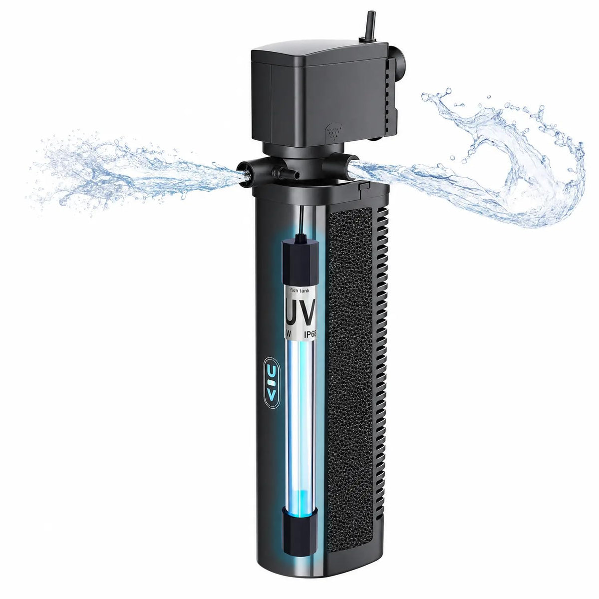 COOSPIDER Aquarium Filter with 5W U-V Light JUP-02 132GPH for 20-60 Gallon