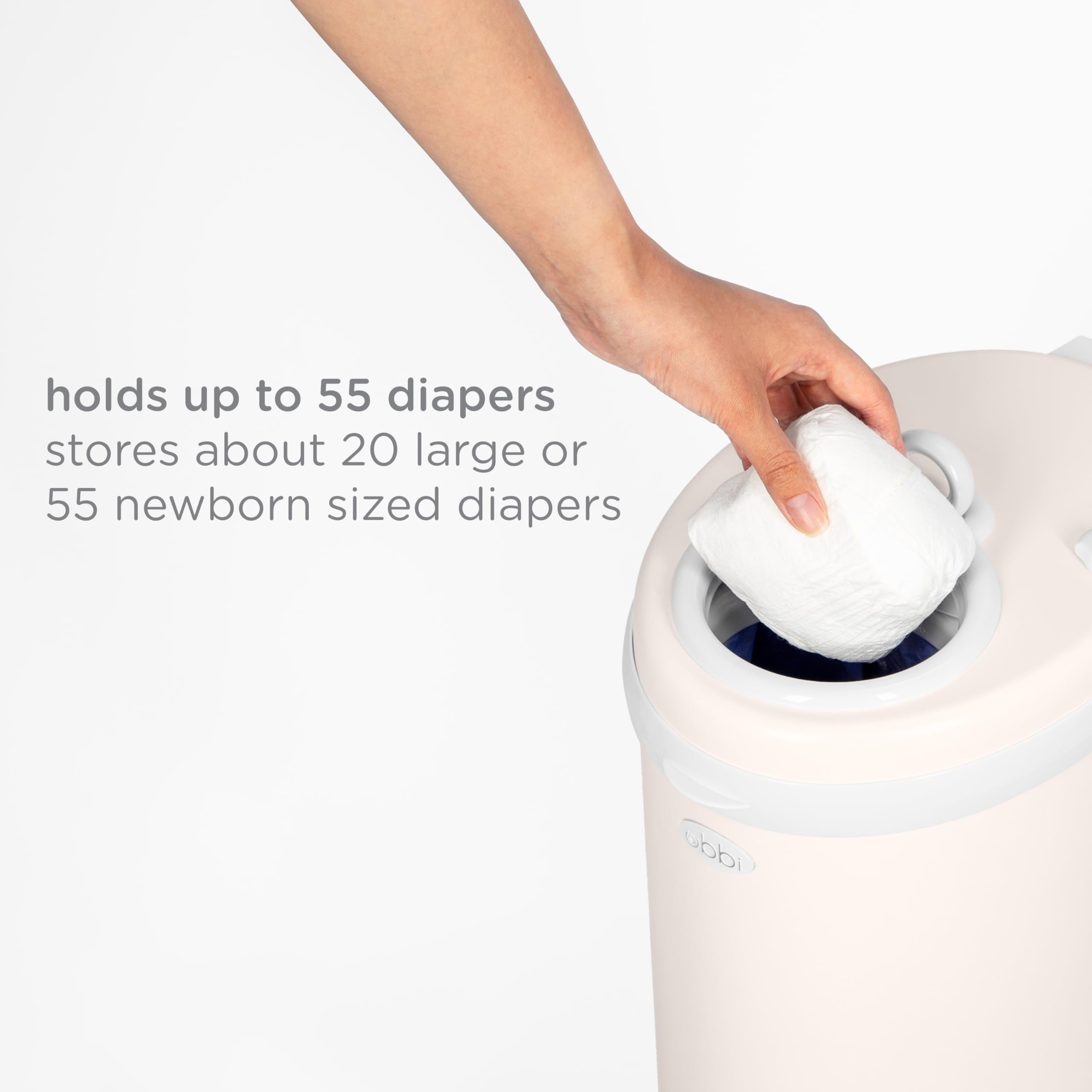 Ubbi Stainless Steel Diaper Pail, No Special Bags, Odor-Locking, Ivory