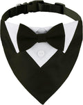 ADOGGYGO Formal Dog Tuxedo, Wedding Dog Collar with Bow Tie, Adjustable Pet Wedding Collar Bandana for Small Medium Large Dogs (Small, Black)