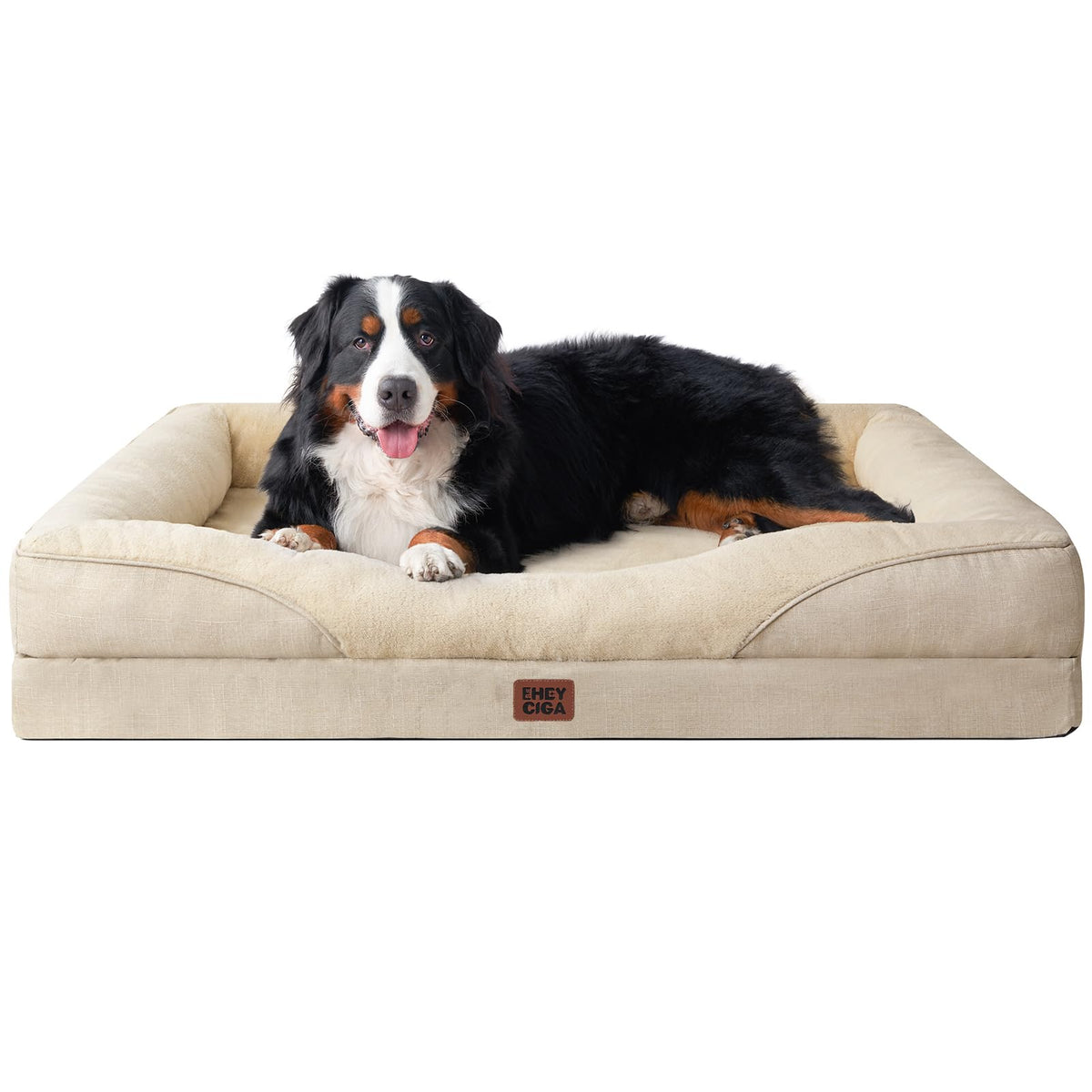 EHEYCIGA Orthopedic XL Dog Bed for Large Dog, Memory Foam Dog Couch, Beige