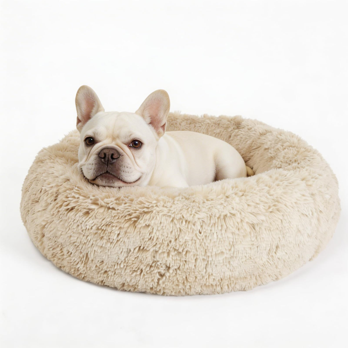nononfish Round Calming Dog Bed,Plush Donut Pet Bed for Small Dogs