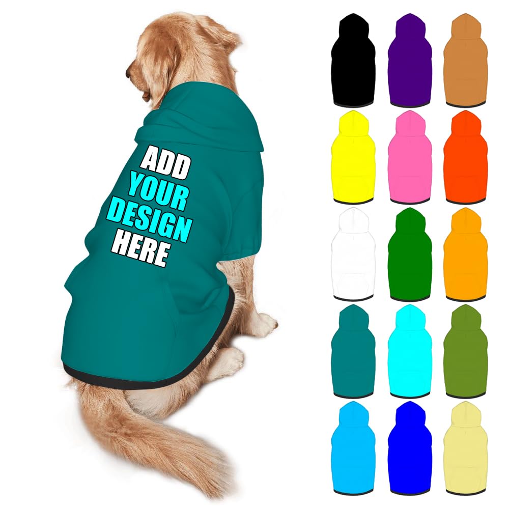 Mynvzrk Personalized Dog Hoodie Customized with Name Photo Pet Warm Sweater Hoodie for Medium Large Dogs & Cat Puppy, Indigo, XXL