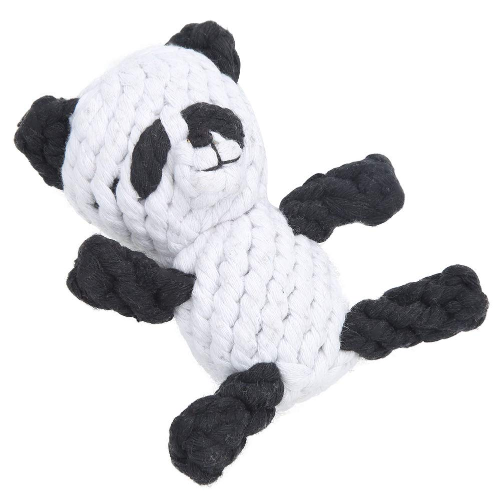 ZAICOLER Pet Cotton Rope Biting Chewing Molar Toy, Cartoon Animal Shape & Pure Manual Weaving, Dog Rope Toys with Strong and Hard, Grind and Clean Teeth, Relieve Pressure (Panda)
