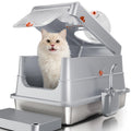 Stainless Steel Cat Litter Box with Lid, Small Enclosed Metal Litter Pan