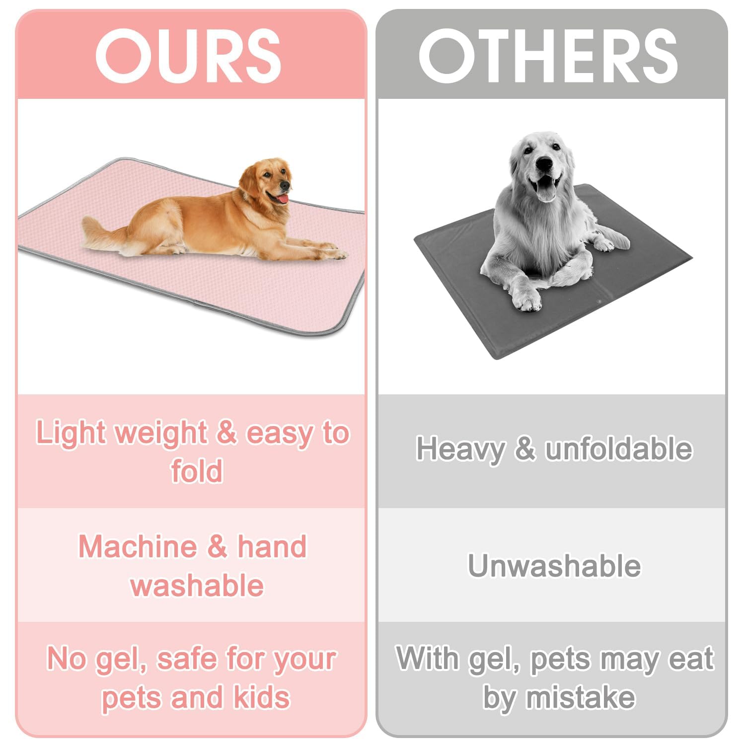 Summer Dog Cooling Mat Washable Ice Silk Self Cool Pad for Small Medium Large Dogs and Cats, Pet Sleeping Pad for Crate, Bed, Indoor & Outdoor Floor, Car Seats