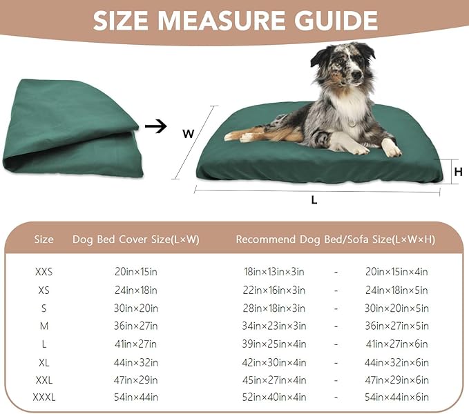 Dog Bed Cover Waterproof Replacement Machine Washable Covers for Dog Bed Heavy Duty Scratch Resistant Mattress Protector Pet Bed 36x27 Inch Dark Green Cover Only