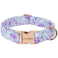 Astdogio Elegant Butterfly Dog Collar, Gradient Purple Blue Dog Collars for Extra Small Dogs, Adjustable Dog Collar for Extra Small Dogs, Handmade Cotton Puppy Collar for Daily Walks-XS